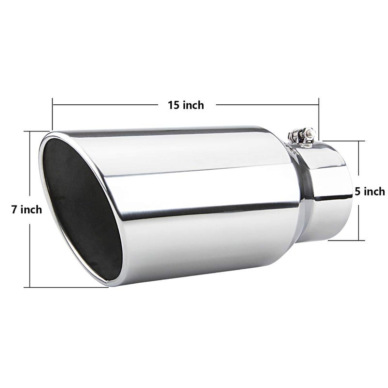 LCGP 5" inlet Universal Diesel Truck Exhaust Tip,Stainless Steel, 7" outlet,Polished, Bolt-On - Image 2